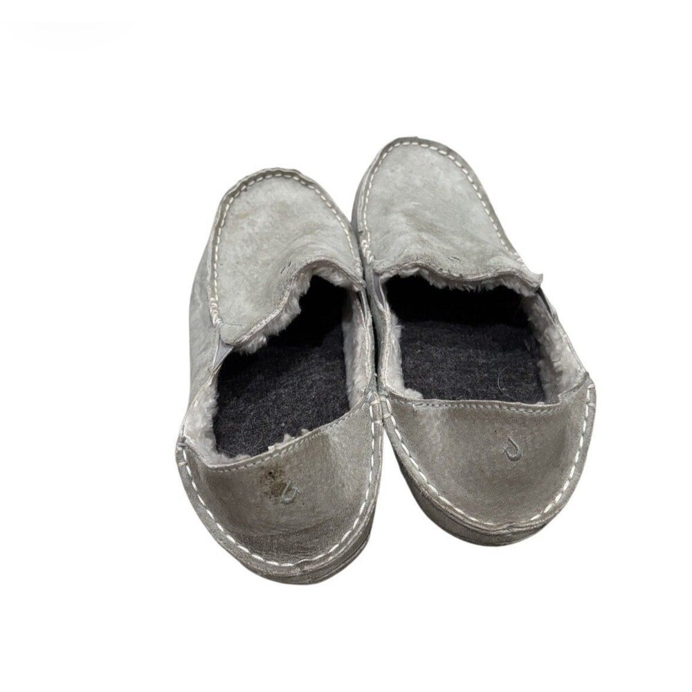 OluKai Nohea Slipper Women’s 8 Shearling Lined Suede Gray Moccasin Shoe - Picture 3 of 5